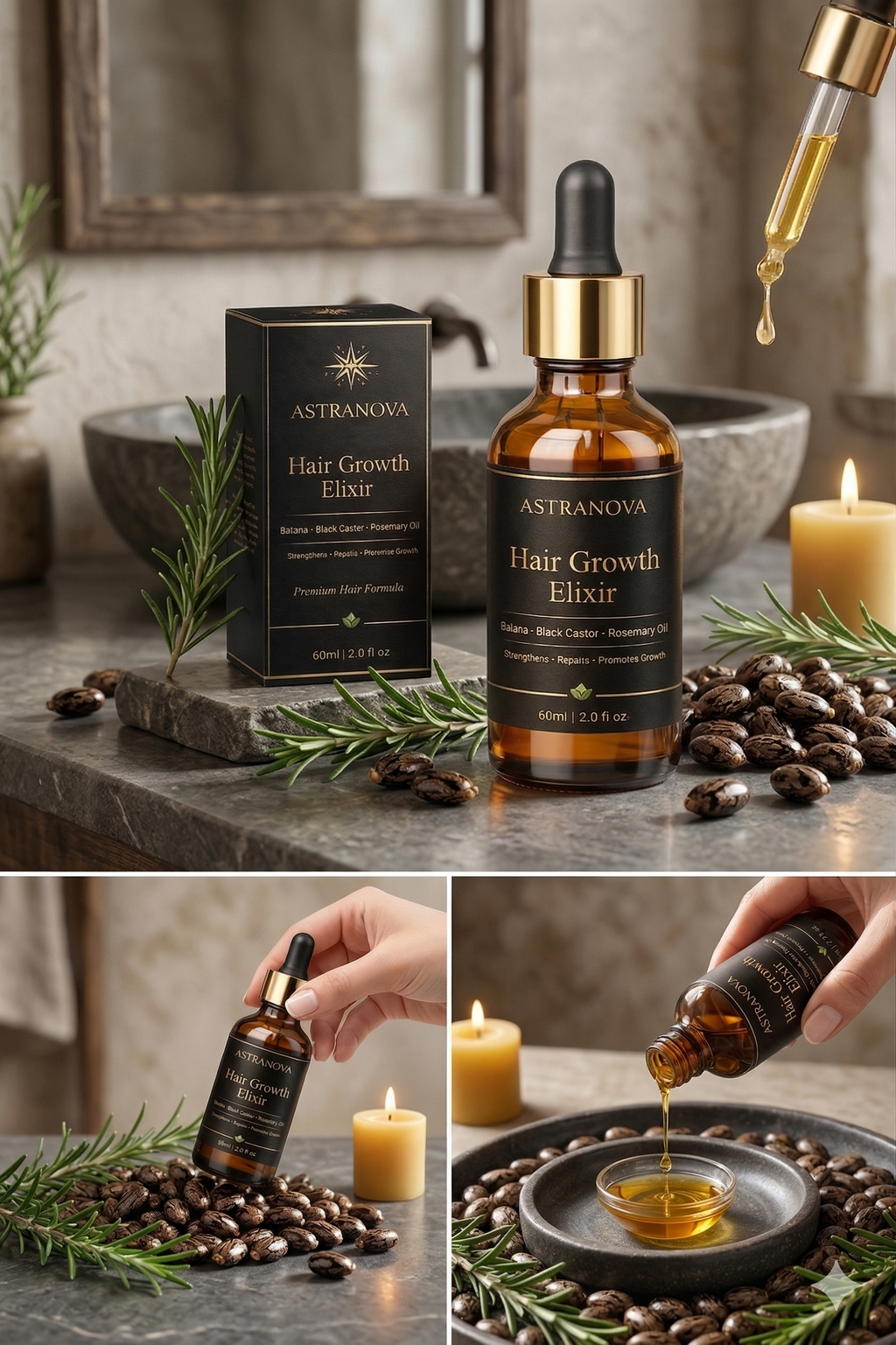 Astranova 3-in-1 Hair Growth Oil | Rosemary, Batana & Castor Oil
